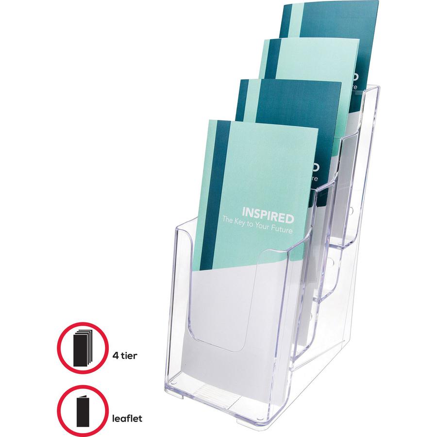Deflecto Multi-Compartment DocuHolder - 4 Pocket(s) - 4 Tier(s) - 10" Height x 4.9" Width x 8" DepthDesktop - Leaflet Size - Clear - Plastic - 1 Each. Picture 5