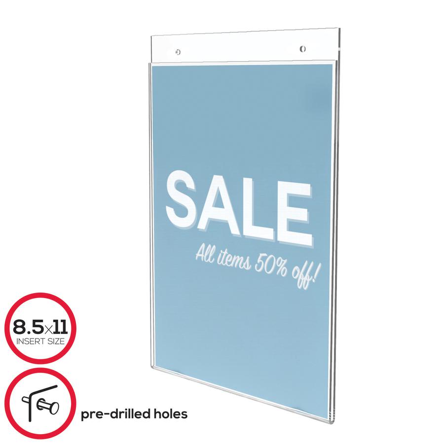 Deflecto Classic Image Wall Mount Sign Holder - 1 Each - 8.5" Width x 11" Height - Wall Mountable - Plastic - Clear. Picture 10