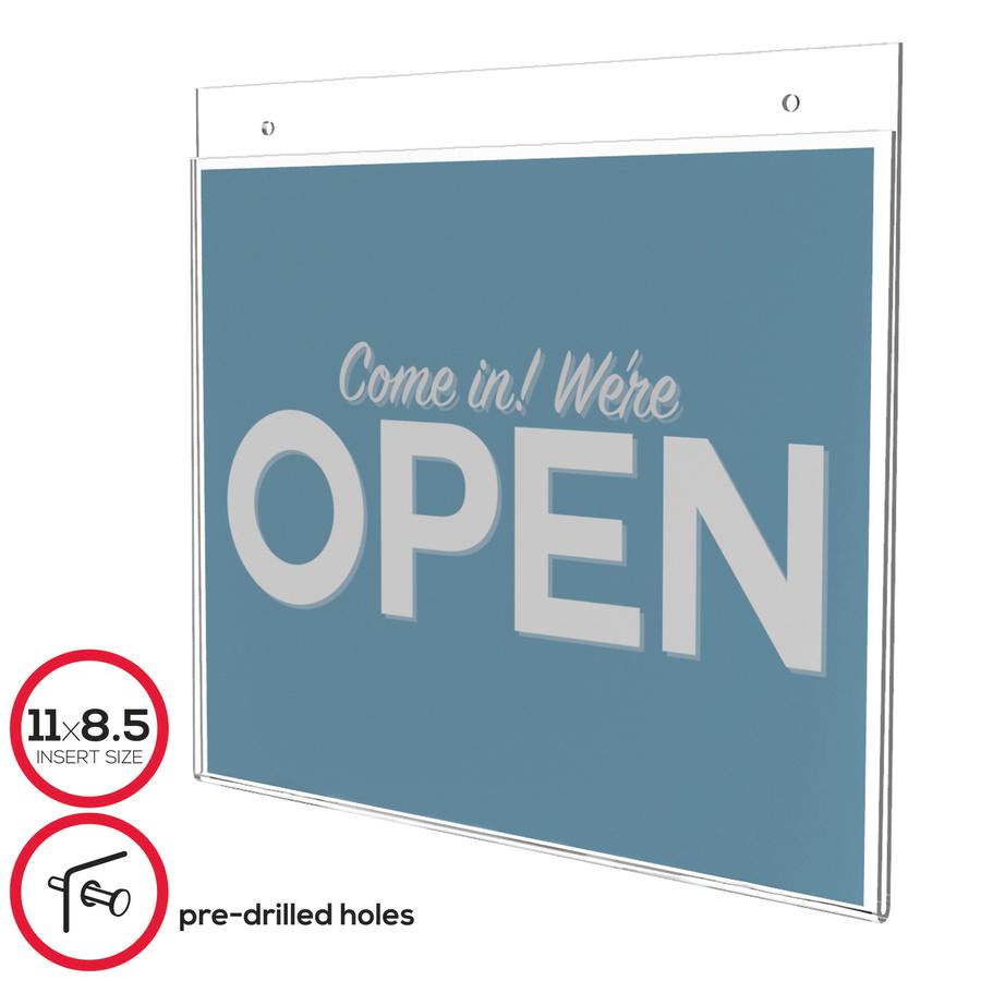 Deflecto Classic Image Wall Mount Sign Holders - 1 Each - 11" Width x 8.5" Height - Wall Mountable - Plastic - Clear. Picture 4
