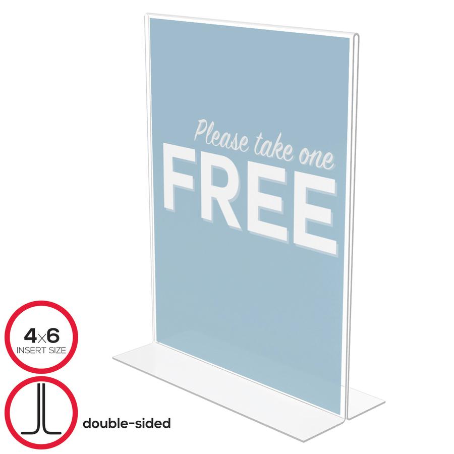 Deflecto Classic Image Double-Sided Sign Holder - 1 Each - 8.5" Width x 11" Height - Rectangular Shape - Self-standing, Bottom Loading - Indoor, Outdoor - Plastic - Clear. Picture 2