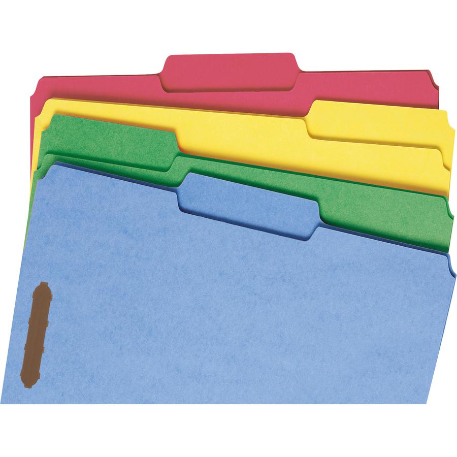 Smead Colored 1/3 Tab Cut Letter Recycled Fastener Folder - 8 1/2" x 11" - 3/4" Expansion - 2 x 2K Fastener(s) - 2" Fastener Capacity for Folder - Top Tab Location - Assorted Position Tab Position - B. Picture 7