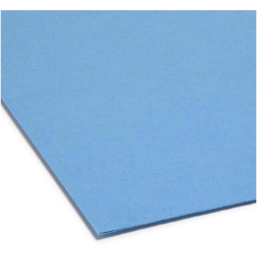 Smead Colored 1/3 Tab Cut Letter Recycled Top Tab File Folder - 8 1/2" x 11" - 3/4" Expansion - Top Tab Location - Assorted Position Tab Position - Blue - 10% Recycled - 100 / Box. Picture 5