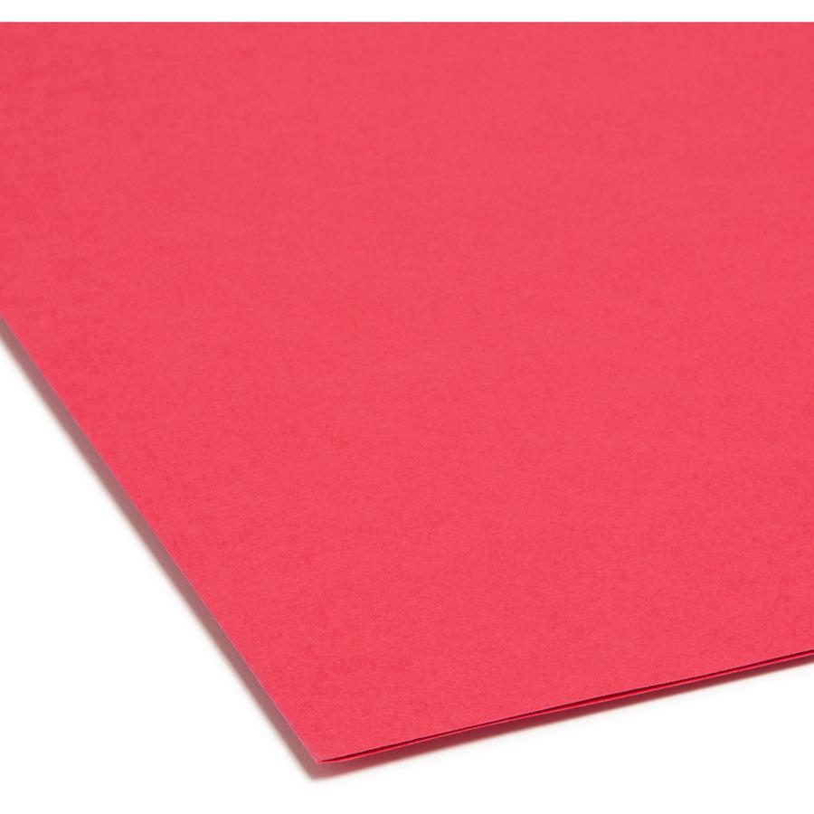Smead Colored 1/3 Tab Cut Letter Recycled Top Tab File Folder - 8 1/2" x 11" - 3/4" Expansion - Top Tab Location - Assorted Position Tab Position - Red - 10% Recycled - 100 / Box. Picture 7