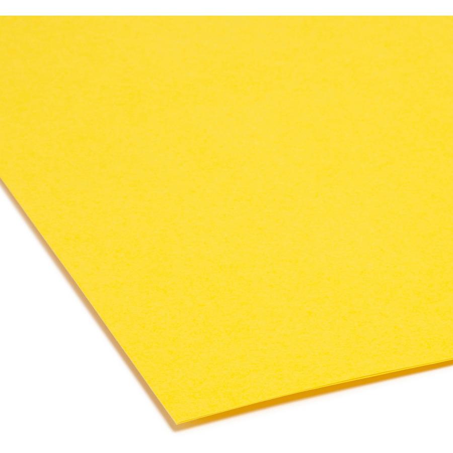 Smead Colored 1/3 Tab Cut Letter Recycled Top Tab File Folder - 8 1/2" x 11" - Top Tab Location - Assorted Position Tab Position - Yellow - 10% Recycled - 100 / Box. Picture 3