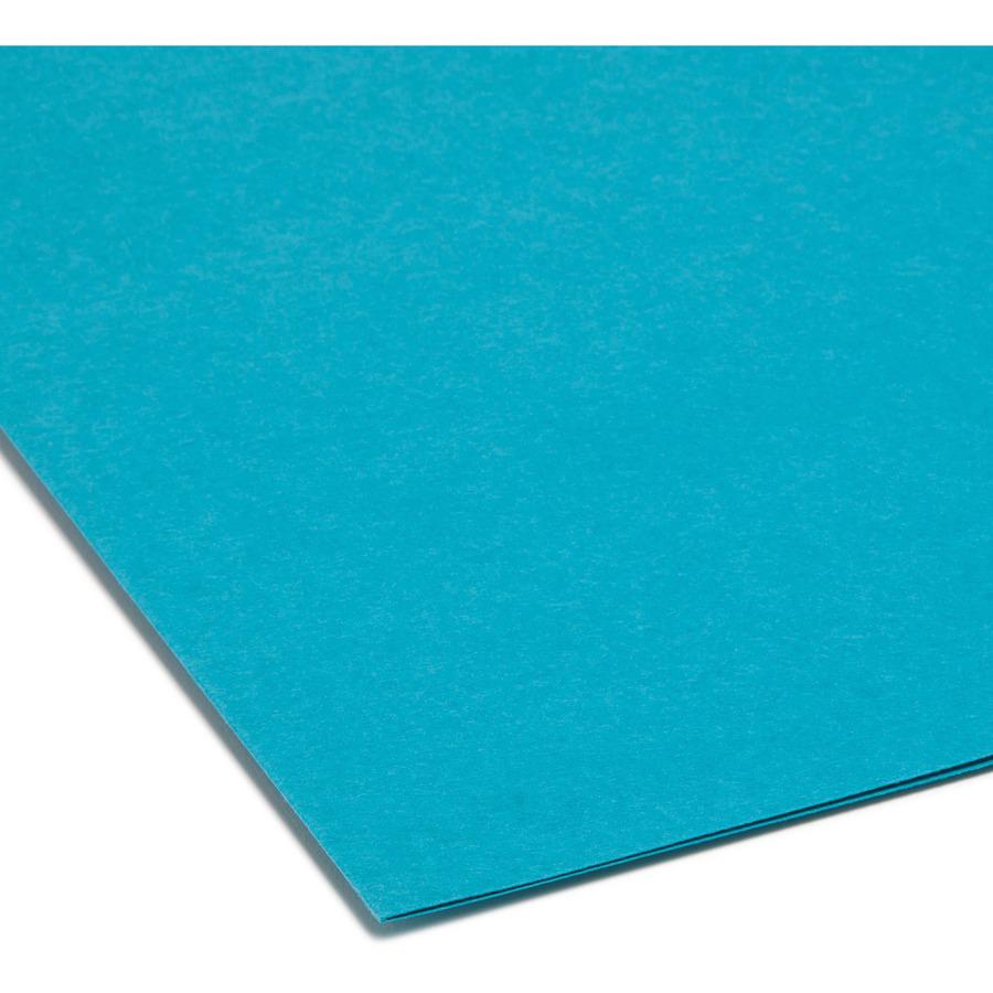 Smead Colored 1/3 Tab Cut Letter Recycled Top Tab File Folder - 8 1/2" x 11" - 3/4" Expansion - Top Tab Location - Assorted Position Tab Position - Teal - 10% Recycled - 100 / Box. Picture 7