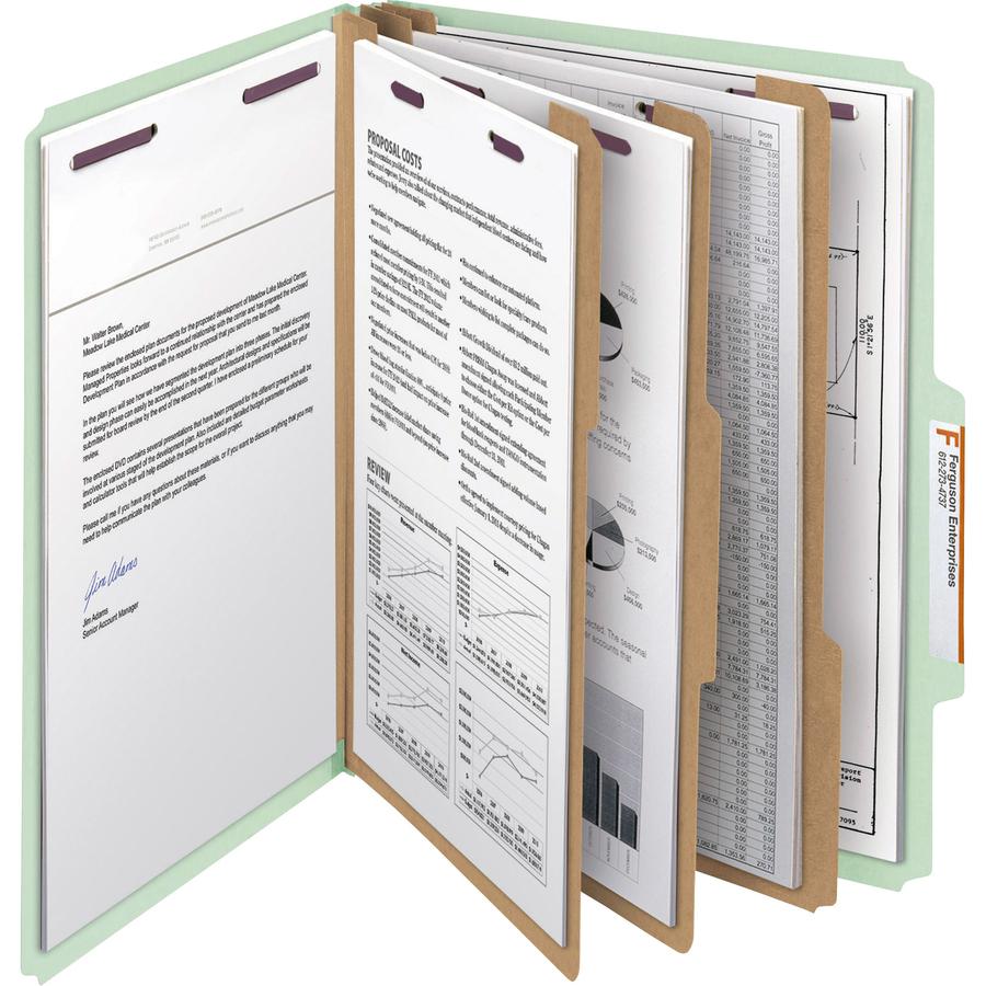 Smead SafeSHIELD 3-Divider Classification Folders - Letter - 8 1/2" x 11" Sheet Size - 3" Expansion - 2 Fastener(s) - 2" Fastener Capacity for Folder - 2/5 Tab Cut - Right of Center Tab Location - 3 D. Picture 5