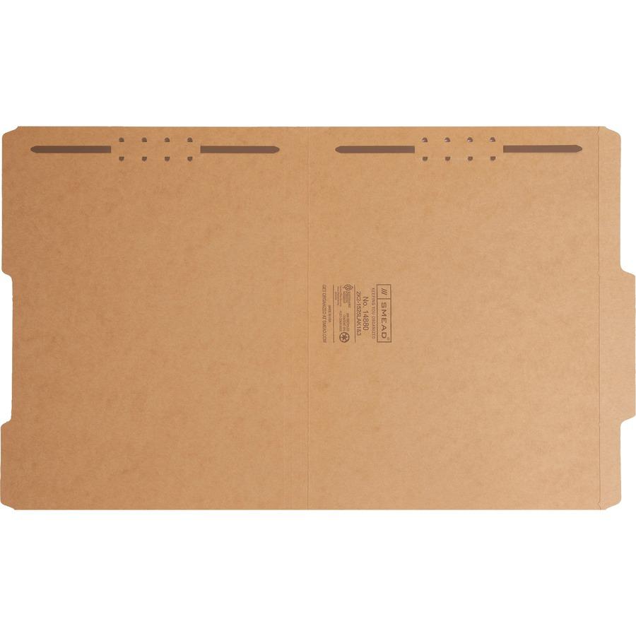 Smead 2/5 Tab Cut Letter Recycled Fastener Folder - 8 1/2" x 11" - 3/4" Expansion - 2 x 2K Fastener(s) - 2" Fastener Capacity for Folder - Top Tab Location - Right of Center Tab Position - Kraft - Kra. Picture 9