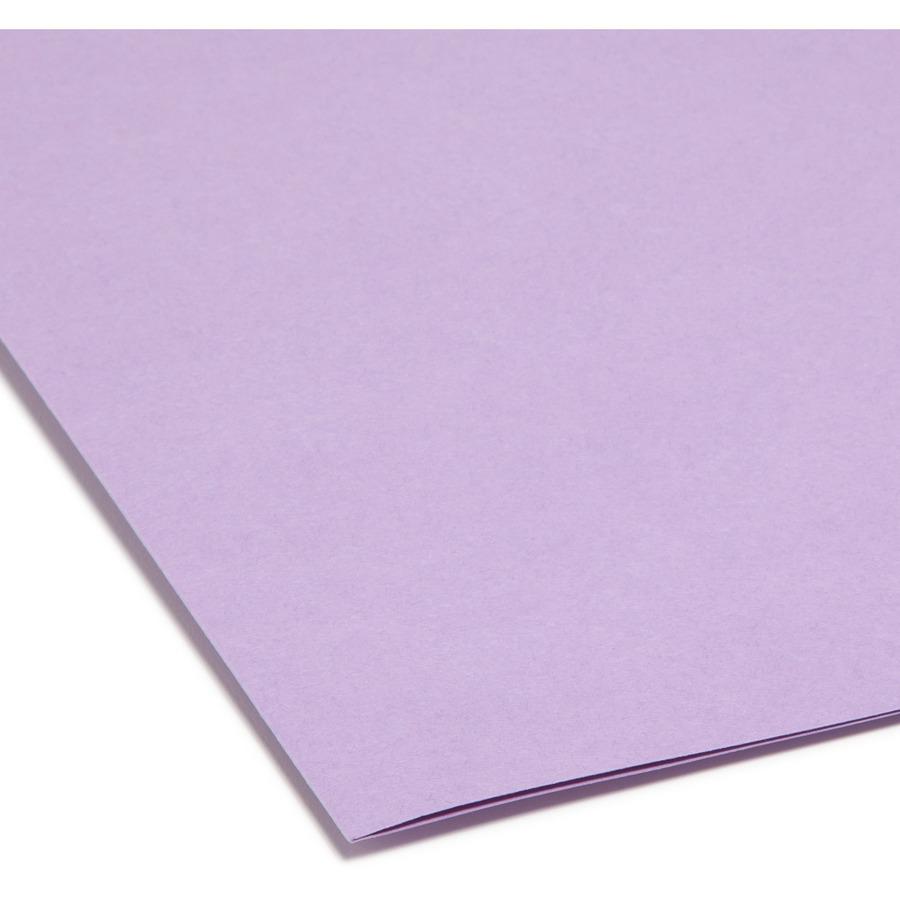Smead Colored 1/3 Tab Cut Legal Recycled Top Tab File Folder - 8 1/2" x 14" - 3/4" Expansion - Top Tab Location - Assorted Position Tab Position - Lavender - 10% Recycled - 100 / Box. Picture 10