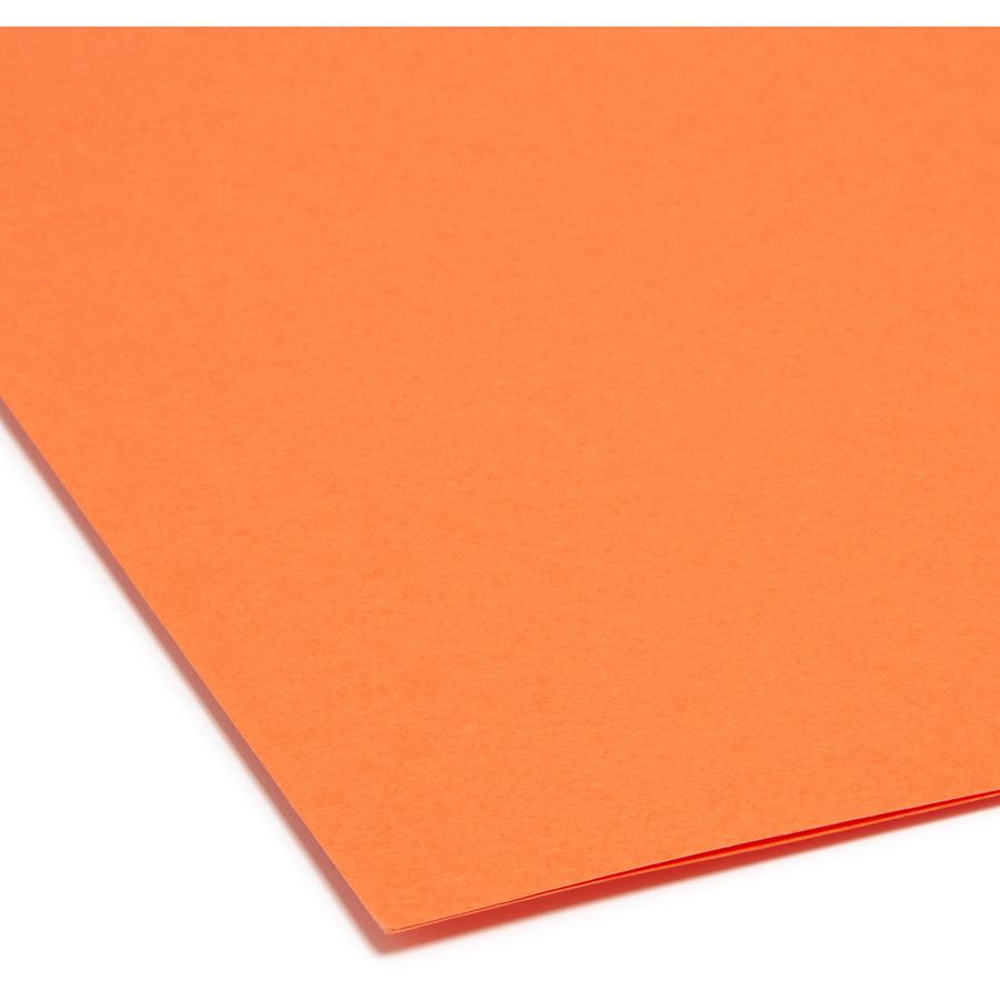 Smead Colored 1/3 Tab Cut Legal Recycled Top Tab File Folder - 8 1/2" x 14" - 3/4" Expansion - Top Tab Location - Assorted Position Tab Position - Orange - 10% Recycled - 100 / Box. Picture 8