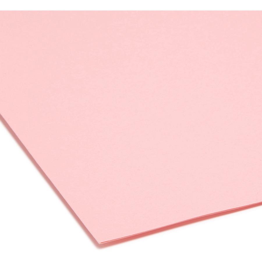 Smead Colored 1/3 Tab Cut Legal Recycled Top Tab File Folder - 8 1/2" x 14" - 3/4" Expansion - Top Tab Location - Assorted Position Tab Position - Pink - 10% Recycled - 100 / Box. Picture 7