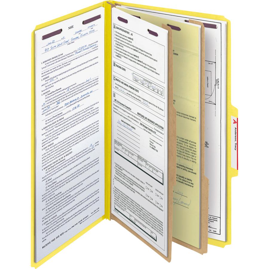 Smead SafeSHIELD Fasteners 2 Divider Classification Folders - Legal - 8 1/2" x 14" Sheet Size - 2" Expansion - 2" Fastener Capacity for Folder - 2/5 Tab Cut - Right of Center Tab Location - 2 Divider(. Picture 5