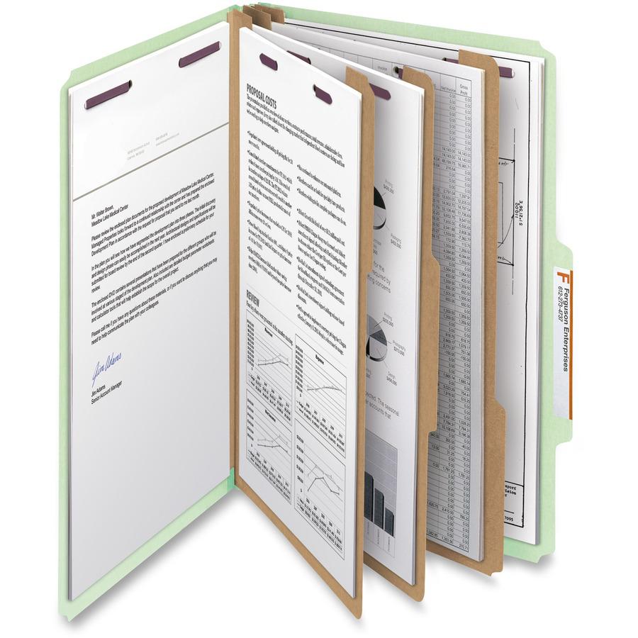 Smead SafeSHIELD 3-Divider Classification Folders - Legal - 8 1/2" x 14" Sheet Size - 3" Expansion - 2 Fastener(s) - 2" Fastener Capacity for Folder - 2/5 Tab Cut - 3 Divider(s) - 25 pt. Folder Thickn. Picture 5