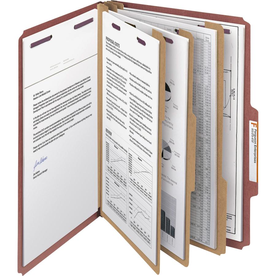 Smead SafeSHIELD 3-Divider Classification Folders - Legal - 8 1/2" x 14" Sheet Size - 3" Expansion - 2" Fastener Capacity for Folder - 2/5 Tab Cut - Right Tab Location - 3 Divider(s) - 25 pt. Folder T. Picture 10