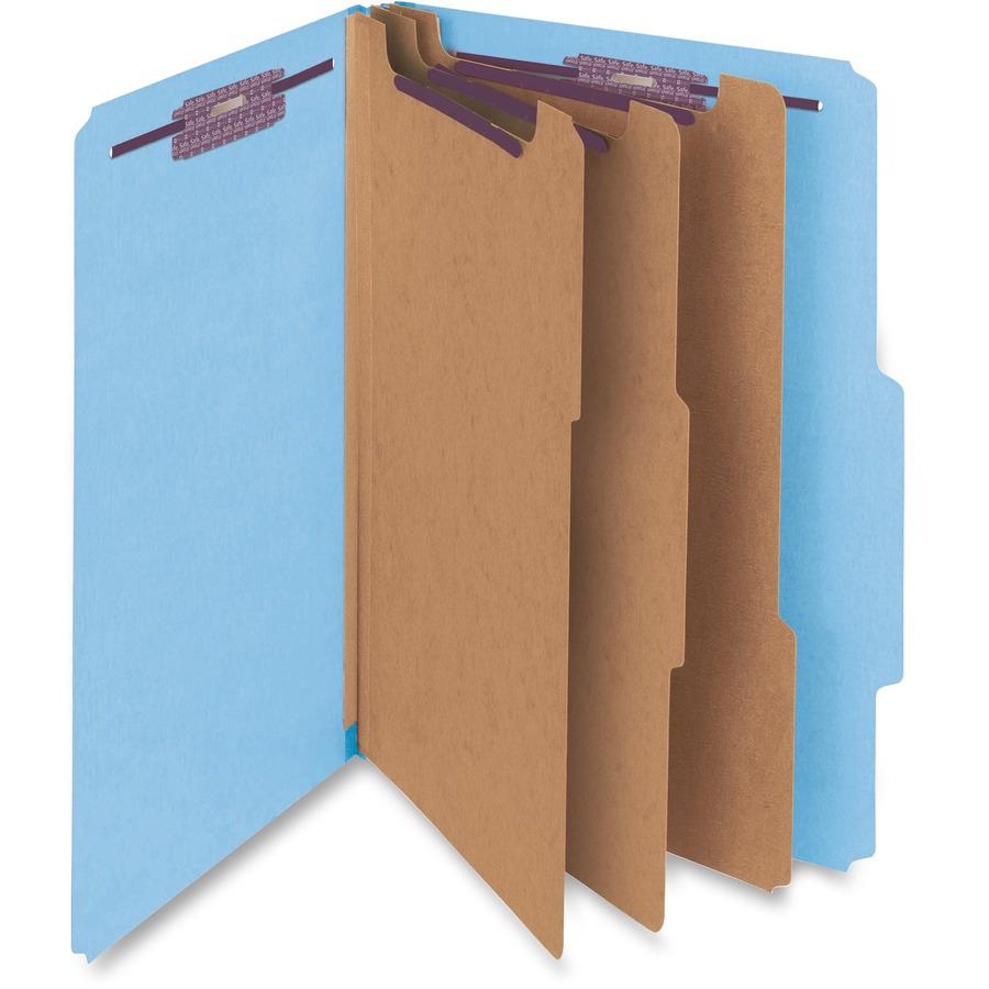 Smead SafeSHIELD 2/5 Tab Cut Legal Recycled Classification Folder - 8 1/2" x 14" - 3" Expansion - 2 x 2S Fastener(s) - 2" Fastener Capacity for Folder - Top Tab Location - Right of Center Tab Position. Picture 6