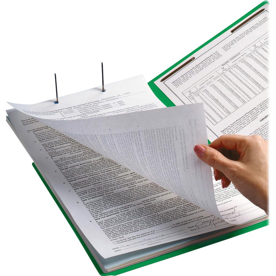 Smead Shelf-Master Straight Tab Cut Letter Recycled Fastener Folder - 8 1/2" x 11" - 3/4" Expansion - 2 x 2B Fastener(s) - 2" Fastener Capacity for Folder - End Tab Location - Green - 10% Recycled - 5. Picture 5