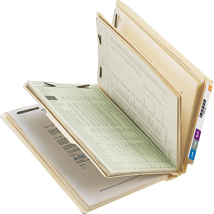 Smead Letter Recycled Classification Folder - 8 1/2" x 11" - 2" Expansion - 2 x 2B Fastener(s) - 2" Fastener Capacity for Folder - End Tab Location - 1 Divider(s) - Pressboard - Manila - 10% Recycled . Picture 7