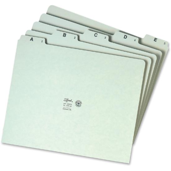 Smead 1/5 Tab Cut Letter Recycled Top Tab File Folder - 8 1/2" x 11" - Assorted Position Tab Position - Pressboard - Green - 100% Recycled - 25 / Set. Picture 2