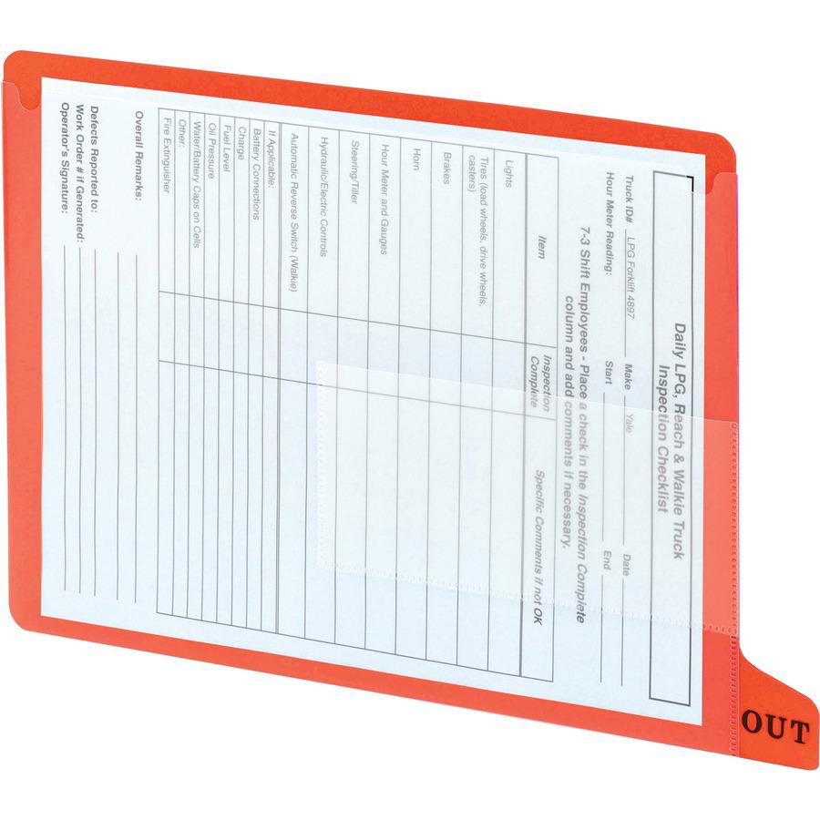 Smead End Tab Out Guides - Printed Bottom Tab(s) - Message - OUT - Letter - Red Poly Tab(s) - 25 / Box. Picture 4