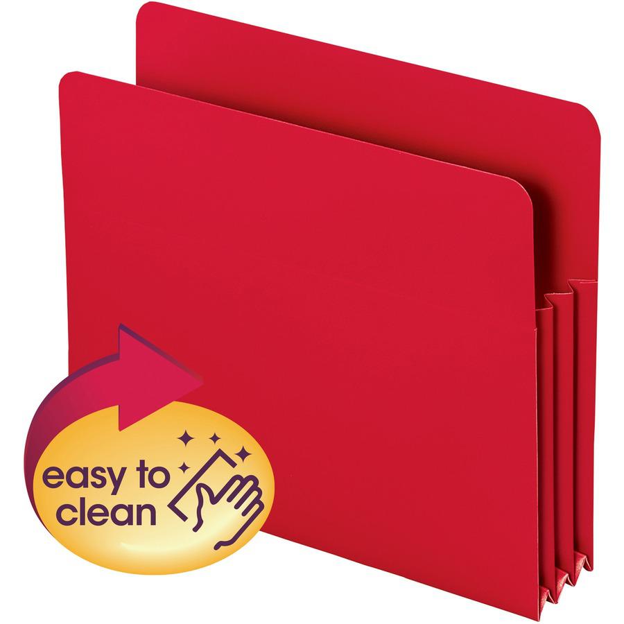 Smead Straight Tab Cut Letter File Pocket - 8 1/2" x 11" - 3 1/2" Expansion - Polypropylene - Red - 4 / Pack. Picture 5