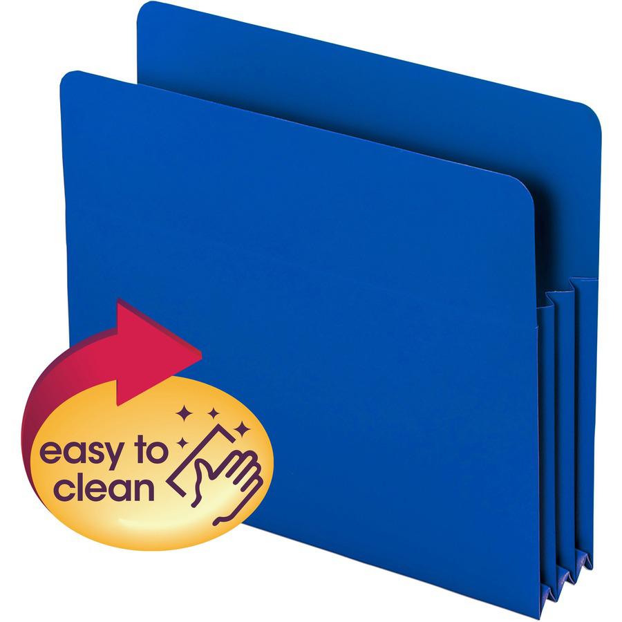 Smead Straight Tab Cut Letter File Pocket - 8 1/2" x 11" - 3 1/2" Expansion - Polypropylene - Blue - 4 / Pack. Picture 5