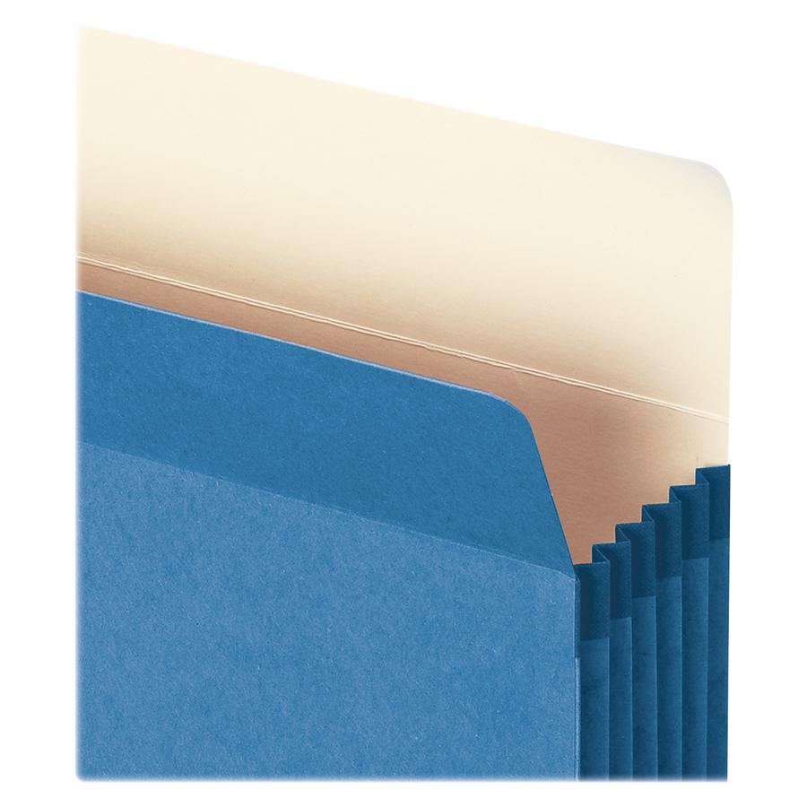 Smead Colored File Pockets - Legal - 8 1/2" x 14" Sheet Size - 5 1/4" Expansion - Top Tab Location - 9 pt. Folder Thickness - Blue - Recycled - 1 Each"". Picture 7