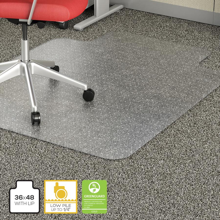 Lorell Economy Low Pile Standard Lip Chairmat - Carpeted Floor - 48" Length x 36" Width x 95 mil Thickness - Lip Size 10" Length x 19" Width - Rectangle - Vinyl - Clear. Picture 11