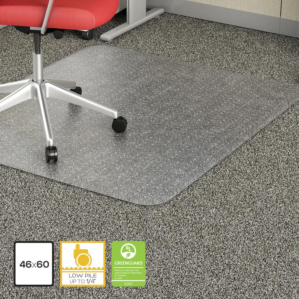 Lorell Low-Pile Economy Chairmat - Carpeted Floor - 60" Length x 46" Width x 0.095" Thickness - Rectangular - Vinyl - Clear - 1Each. Picture 4