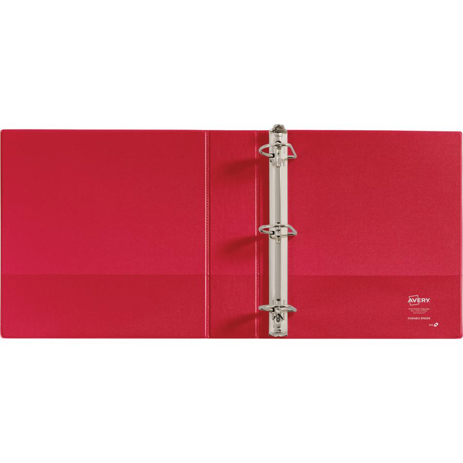 Avery&reg; Durable View Binder - 2" Binder Capacity - Letter - 8 1/2" x 11" Sheet Size - 530 Sheet Capacity - 3 x Slant Ring Fastener(s) - 2 Pocket(s) - Polypropylene - Recycled - Pocket, Durable, Lon. Picture 3