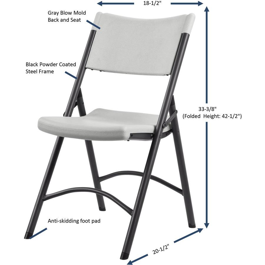 Lorell Heavy-duty Blow-Molded Folding Chairs - Light Gray Polyethylene Seat - Light Gray Polyethylene Back - Dark Gray Steel Frame - Steel, Polyethylene - 4 / Carton. Picture 12