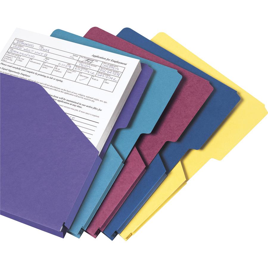 Smead 2/5 Tab Cut Letter Recycled File Pocket - 8 1/2" x 11" - 1" Expansion - Assorted - 10% Recycled - 5 / Pack. Picture 6