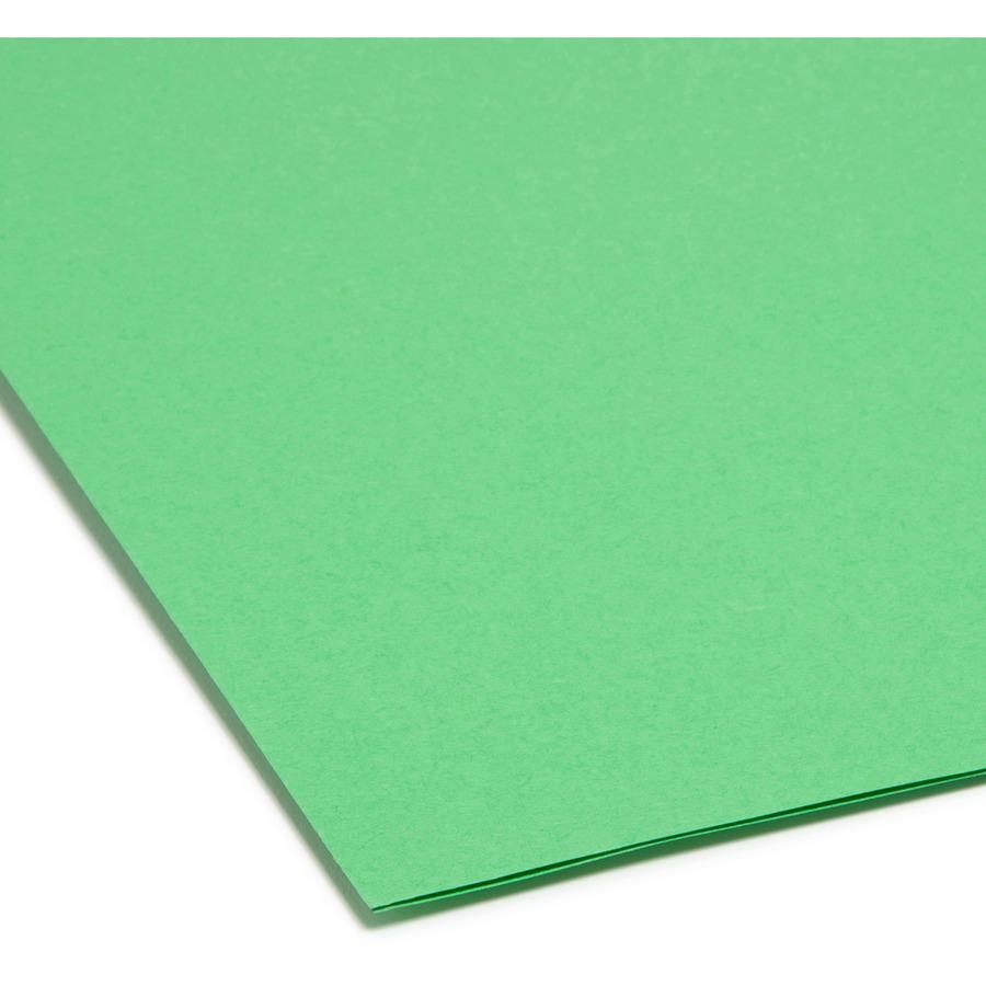 Smead Colored 1/3 Tab Cut Legal Recycled Top Tab File Folder - 8 1/2" x 14" - Top Tab Location - Assorted Position Tab Position - Green - 10% Recycled - 100 / Box. Picture 7