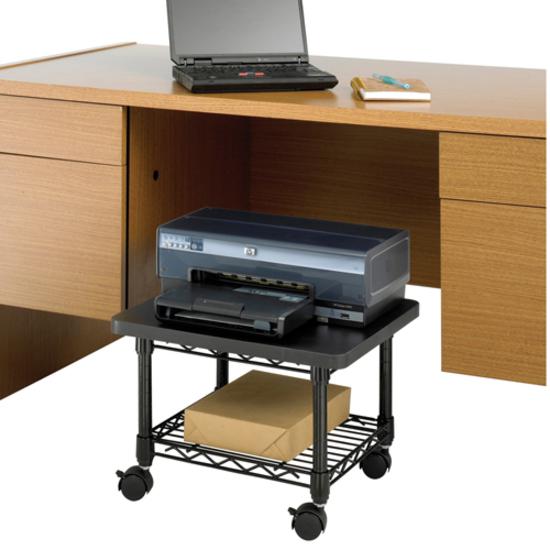 Safco Under Desk Printer/Fax Stand - 300 lb Load Capacity - 13.5" Height x 19" Width x 16" Depth - Floor - Laminate, Powder Coated - Steel - Black. Picture 2