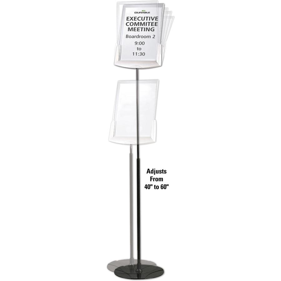 DURABLE&reg; SHERPA&reg; Acrylic Floor Stand - 40" to 60"Adjustable Height - Acrylic 8.5" x 11" Sign. Picture 2