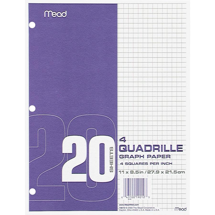 Mead Paper Filler Quad Ruled - Printed - Letter 8.5" x 11" - 240 Sheets / Box. Picture 2