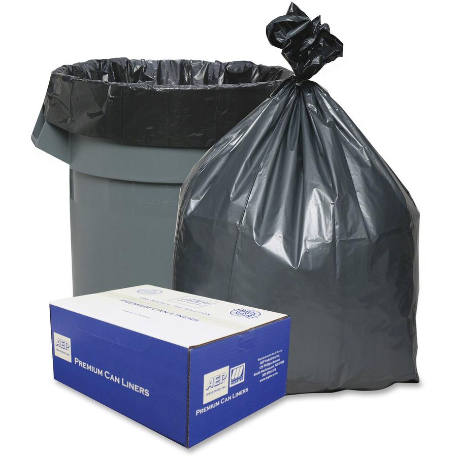 Webster Platinum Plus Can Liner - Extra Large Size - 60 gal Capacity - 39" Width x 56" Length - 1.70 mil (43 Micron) Thickness - Silver, Black - Resin - 50/Carton - Recycled. Picture 3