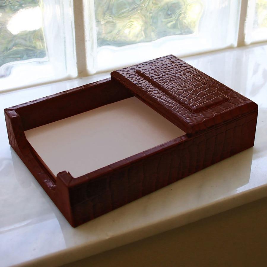 Dacasso Crocodile Embossed Memory Holder - Leather - Brown. Picture 9