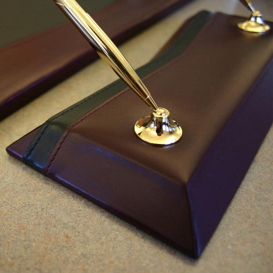 Dacasso Double Pen Stand - Leather - Burgundy. Picture 9