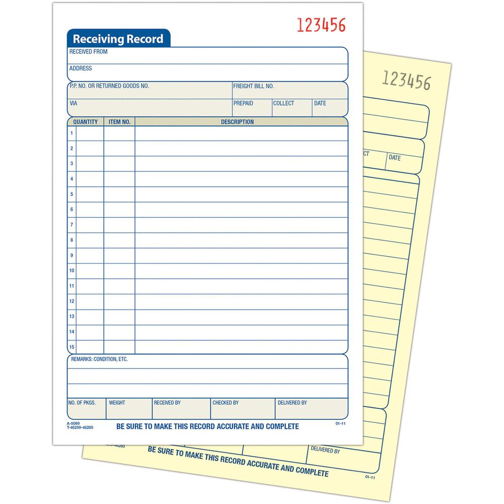 Adams Carbonless Receiving Record Book - 50 Sheet(s) - 2 PartCarbonless Copy - 5.56" x 8.43" Sheet Size - White - 1 Each. Picture 2