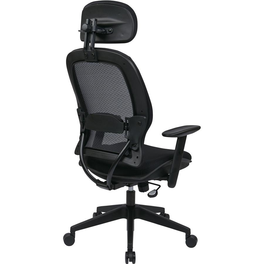 Office Star Professional Air Grid Chair with Adjustable Headrest - Mesh Seat - 5-star Base - Black - 1 Each. Picture 10