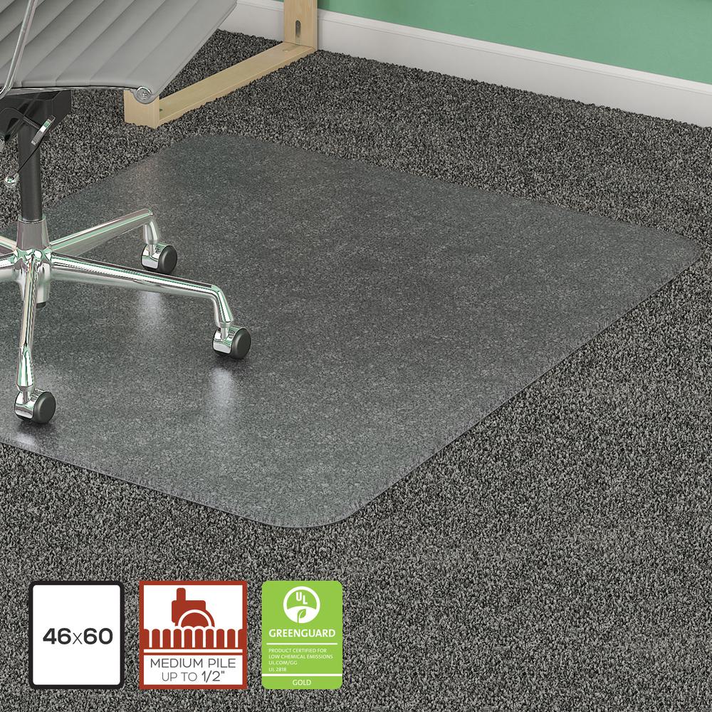 Lorell Medium-Pile Smooth Edge Chairmat - Carpeted Floor - 60" Length x 46" Width x 0.133" Thickness - Rectangular - Vinyl - Clear - 1Each. Picture 5