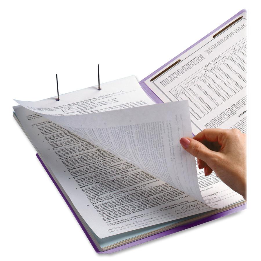 Smead 1/3 Tab Cut Letter Recycled Fastener Folder - 8 1/2" x 11" - 3/4" Expansion - 2 x 2K Fastener(s) - 2" Fastener Capacity - Top Tab Location - Assorted Position Tab Position - Lavender - 10% Recyc. Picture 12