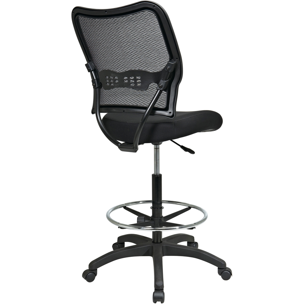 Office Star Air Grid Mesh Back Drafting Chair - Mesh Seat - Mesh Back - 5-star Base - Black - 20" Seat Width x 19.75" Seat Depth - 21.3" Width x 25.5" Depth x 51" Height. Picture 4