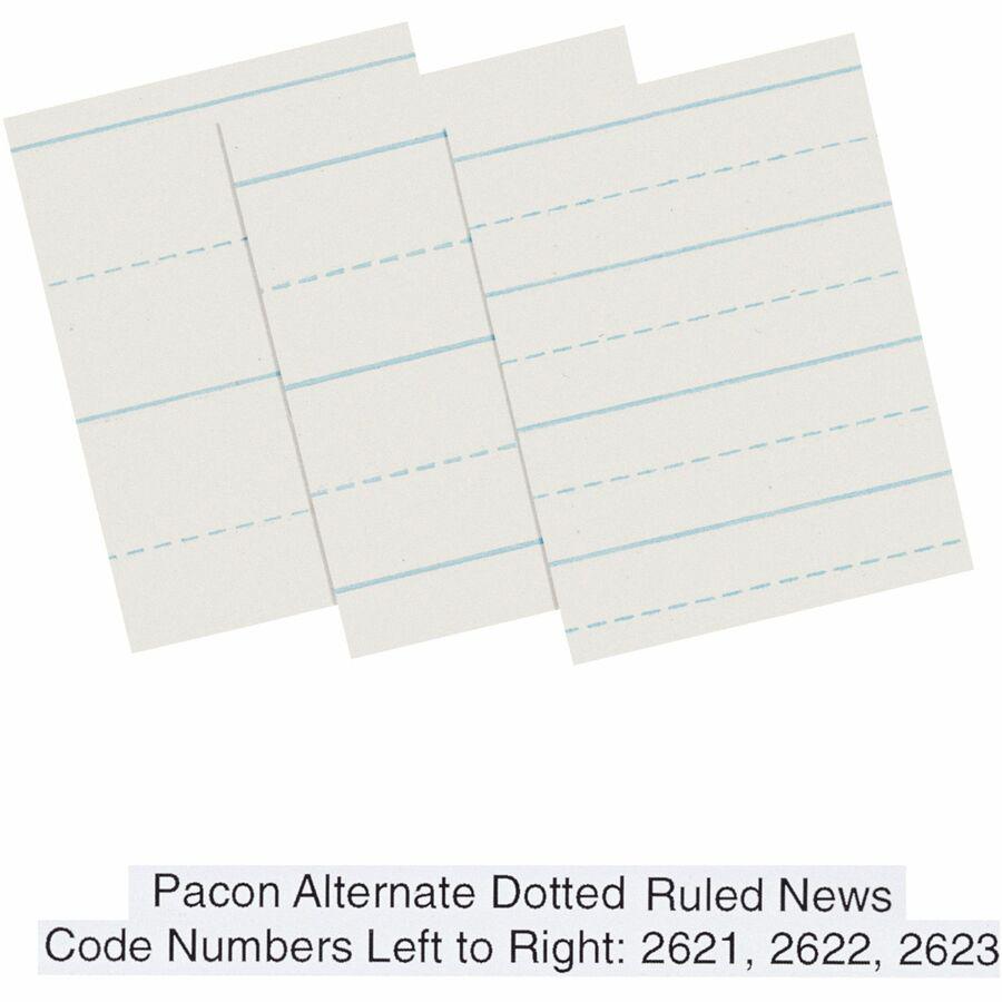 Pacon 2623 Alternate Dotted Newsprint Practice Paper - 500 Sheets - 0.50" Ruled - 30 lb Basis Weight - Letter - 11" x 8 1/2" - White Paper - 500 / Ream. Picture 3