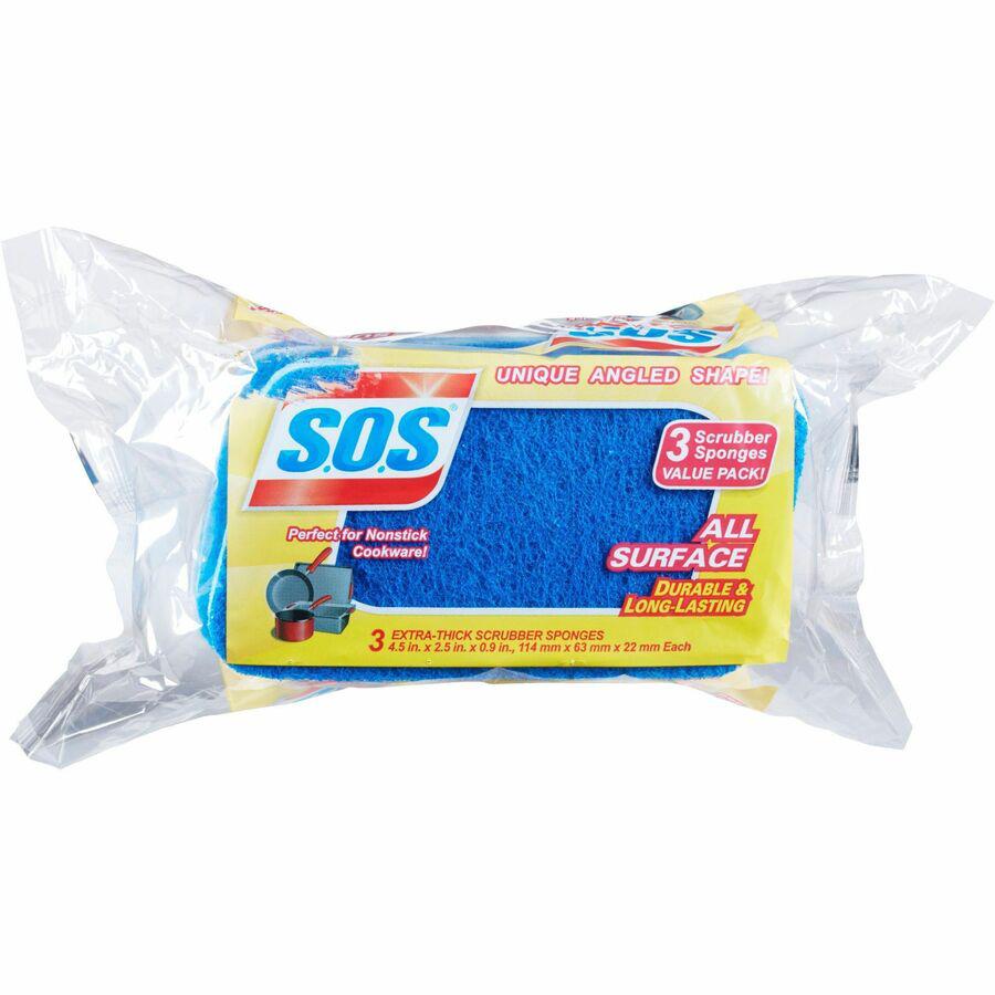 S.O.S All-Surface Scrubber Sponge - 5.3" Height x 3" Width x 0.9" Depth - 8/Carton - Cellulose - Blue. Picture 9