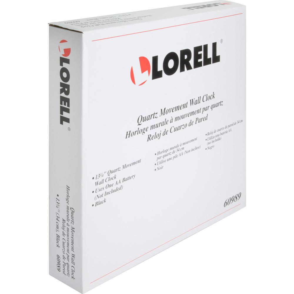 Lorell 13-1/4" Round Quartz Wall Clock - Analog - Quartz - White Main Dial - Black/Plastic Case. Picture 10