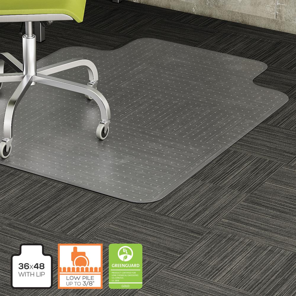 Lorell Standard Lip Low-pile Chairmat - Carpeted Floor - 48" Length x 36" Width x 0.122" Thickness - Lip Size 10" Length x 19" Width - Vinyl - Clear - 1Each. Picture 5