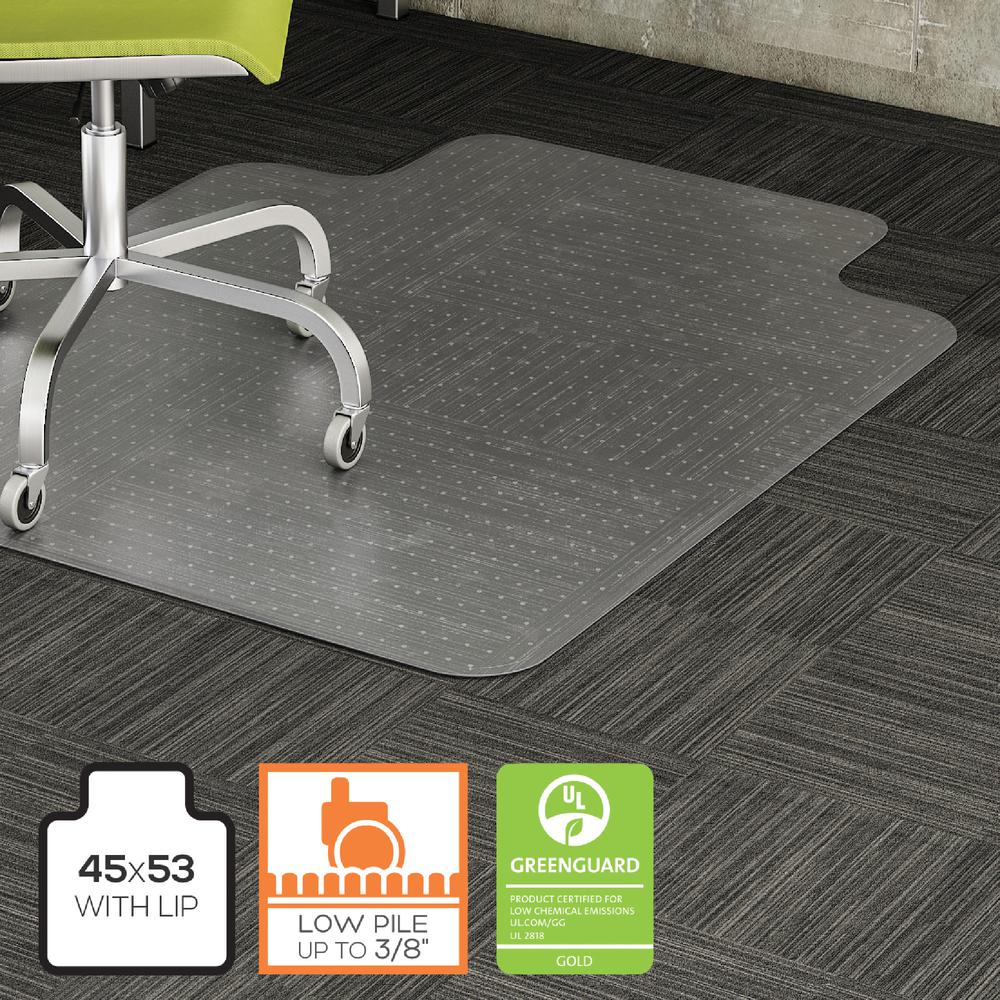 Lorell Wide Lip Low-pile Chairmat - Carpeted Floor - 53" Length x 45" Width x 0.122" Thickness - Lip Size 12" Length x 25" Width - Vinyl - Clear - 1Each. Picture 4