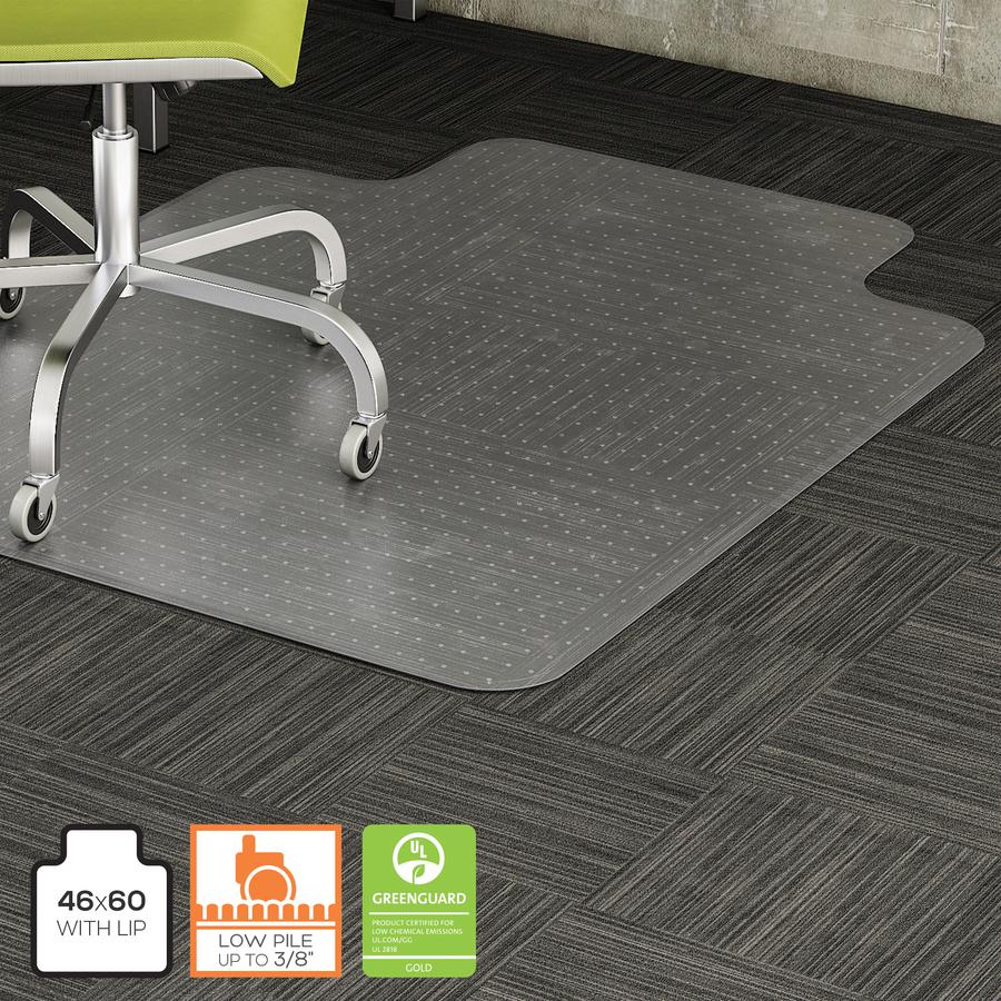 Lorell Wide Lip Low-pile Chairmat - Carpeted Floor - 60" Length x 45" Width x 0.122" Thickness - Lip Size 12" Length x 25" Width - Vinyl - Clear - 1Each. Picture 11