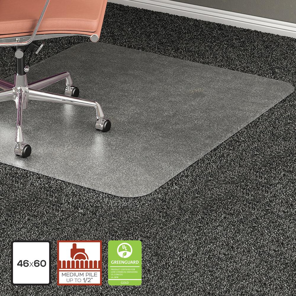 Lorell Plush-pile Chairmat - Carpeted Floor - 60" Length x 46" Width x 0.173" Thickness - Rectangular - Vinyl - Clear - 1Each. Picture 3