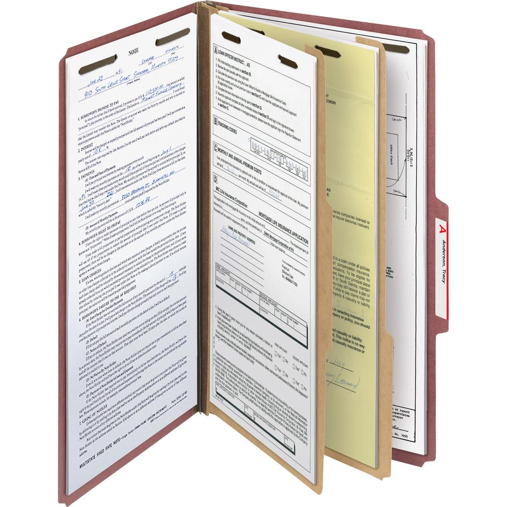 Smead 2/5 Tab Cut Legal Recycled Classification Folder - 8 1/2" x 14" - 2" Expansion - 6 x 2K Fastener(s) - 1" Fastener Capacity, 2" Fastener Capacity - Top Tab Location - Right of Center Tab Position. Picture 4